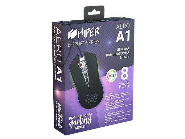 Игровая мышь HIPER Aero A-1 Black USB
