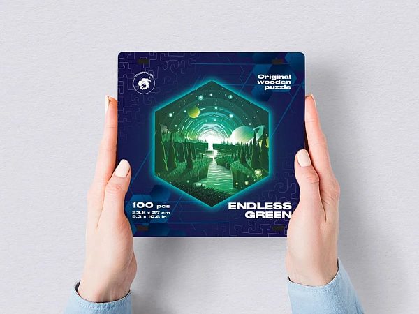 Деревянный пазл Unidragon Hexagon Вечнозеленый (23,8 x 27 см, 100 дет.)