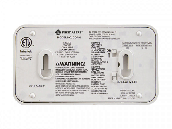 Датчик угарного газа First Alert Carbon Monoxide Alarm с дисплеем и встроенной батареей