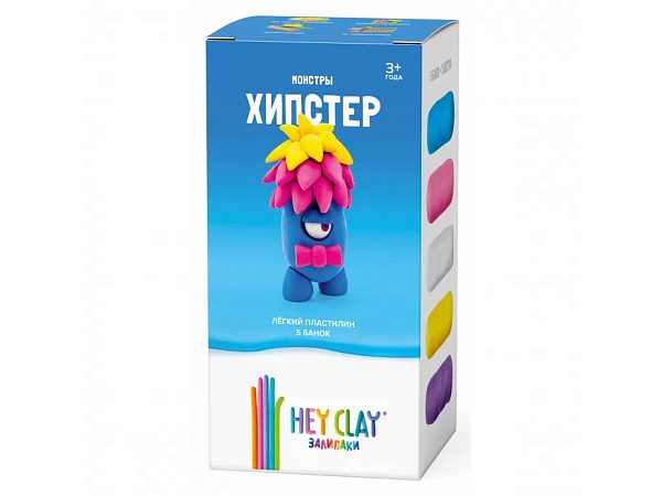 Легкий пластилин для лепки HEY CLAY «Залипаки» Хипстер (5 баночек)
