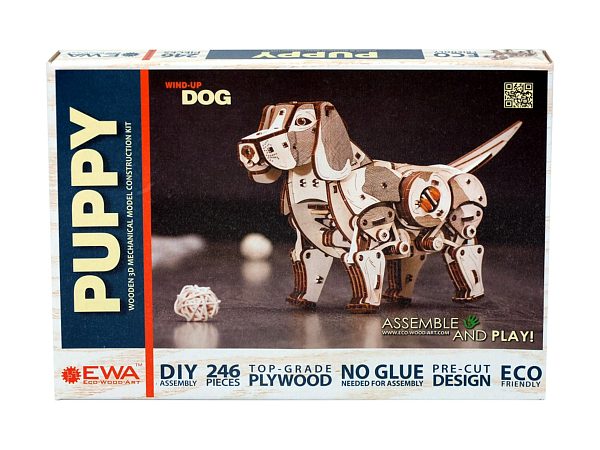 Деревянный 3D-конструктор Eco Wood Art Механический щенок Puppy